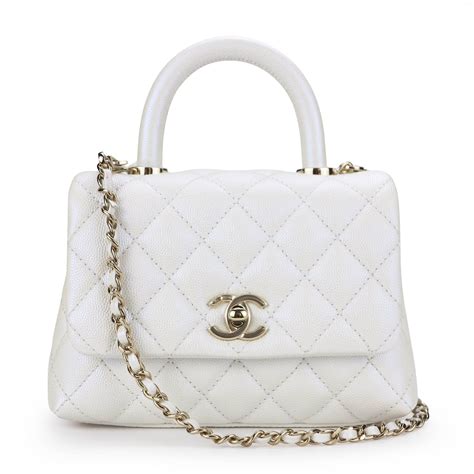 chanel coco handle bag white